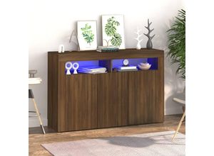 8720286978054 - Bonnevie - SideboardKommode mit LED-Beleuchtung Braun Eichen-Optik 1155x30x75 cm vidaXL