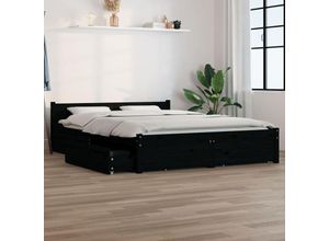 8720287012580 - Bonnevie - Bett mit Schubladen Schwarz 140x200 cm vidaXL273126