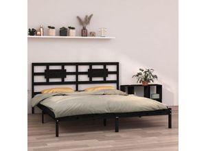 8720287044260 - MassivholzbettSchlafzimmerbettDoppelbett Schwarz 180x200 cm vidaXL