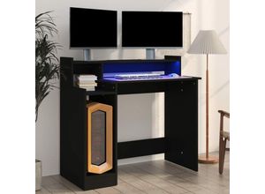 8720287078388 - Computertisch，Schreibtisch mit LEDs Schwarz 97x45x90 cm Holzwerkstoff vidaXL