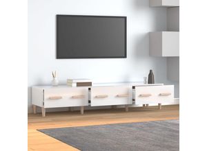 8720287082163 - Bonnevie - TV-SchrankTV-Möbel Hochglanz-Weiß 150x345x30 cm Holzwerkstoff vidaXL