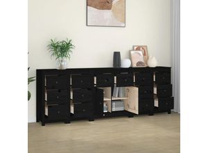 8720287100355 - Sideboard，Kommode Schwarz 230x35x80 cm Massivholz Kiefer vidaXL