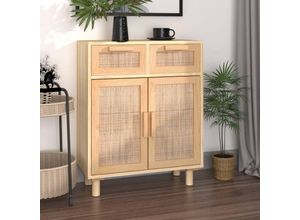 8720287102618 - Bonnevie - SideboardKommode Braun 60x30x75 cm Massivholz Kiefer und Natur-Rattan vidaXL