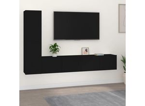 8720287104575 - Bonnevie - 4-tlg TV-Schrank-SetTV-MöbelTV-Möbel Schwarz Holzwerkstoff vidaXL
