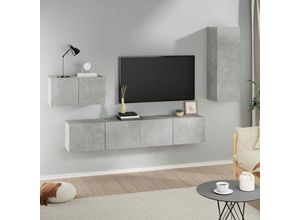 8720287104834 - Bonnevie - 4-tlg TV-Schrank-SetTV-MöbelTV-Möbel Betongrau Holzwerkstoff vidaXL