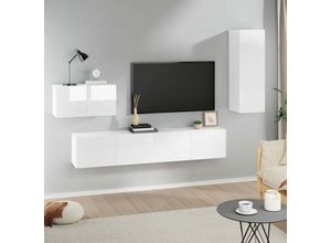 8720287104841 - Bonnevie - 4-tlg TV-Schrank-SetTV-MöbelTV-Möbel Hochglanz-Weiß Holzwerkstoff vidaXL