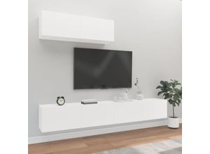 8720287106241 - 3-tlg TV-Schrank-Set，TV-Möbel，TV-Möbel Weiß Holzwerkstoff vidaXL