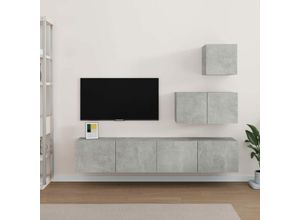 8720287107873 - Bonnevie - 4-tlg TV-Schrank-SetTV-MöbelTV-Möbel Betongrau Holzwerkstoff vidaXL