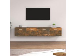 8720287121251 - Bonnevie - Wandschränke 2 Stk Wandhängeschrank Räuchereiche 100x365x35 cm Holzwerkstoff vidaXL