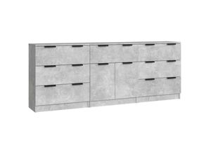 8720287122593 - Bonnevie - 3-tlg Sideboard-SetKommode Betongrau Holzwerkstoff vidaXL