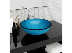 8720287125105 - Bonnevie - Waschbecken Hartglas 42x14 cm Blau vidaXL490435