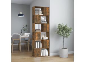 8720287125136 - Bonnevie - Bücherregal RaumteilerBücherschrank Räuchereiche 60x24x186 cm vidaXL