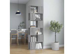 8720287125143 - Bonnevie - Bücherregal RaumteilerBücherschrank Grau Sonoma 60x24x186 cm vidaXL