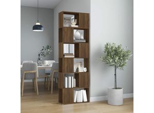 8720287125150 - Bonnevie - Bücherregal RaumteilerBücherschrank Braun Eichen-Optik 60x24x186 cm vidaXL