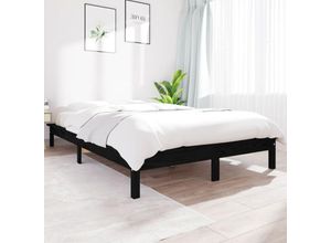 8720287134480 - Jinlefu - MassivholzbettSchlafzimmerbettDoppelbett Schwarz 180x200 cm Kiefer vidaXL