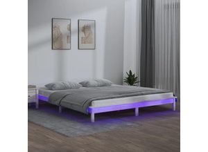 8720287135050 - Bonnevie - MassivholzbettSchlafzimmerbettDoppelbett mit LED-Beleuchtung Weiß 160x200 cm vidaXL