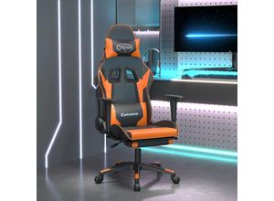 8720287144045 - Bonnevie - Gaming-Stuhl mit Massage & Fußstütze Schwarz Orange Kunstleder vidaXL552630