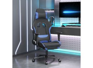 8720287144489 - Bonnevie - Gaming-Stuhl mit Massage & Fußstütze Schwarz und Blau Stoff vidaXL845018