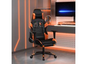 8720287144694 - Bonnevie - Gaming-Stuhl mit Massage & Fußstütze Schwarz Orange Kunstleder vidaXL713313