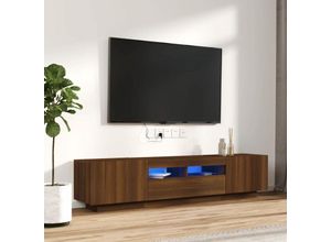 8720287155188 - Bonnevie - 2-tlg TV-Schrank-SetTV-MöbelTV-Möbel LED-Leuchten Braun Eiche Holzwerkstoff vidaXL