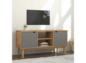 8720287165682 - Bonnevie - TV-SchrankTV-Möbel otta Braun&Grau 1135x43x57 cm Massivholz Kiefer vidaXL