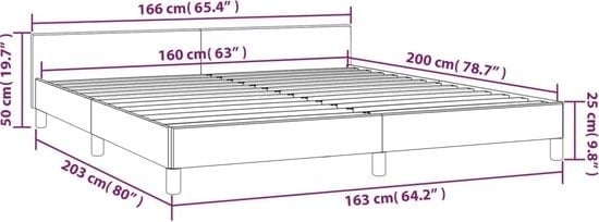 8720287174738 - vidaXL - Bettgestell - mit - Kopfteil - Stoff - dunkelgrau - 160x200 - cm