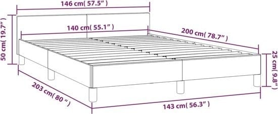 8720287175506 - vidaXL-Bettgestell-mit-Kopfteil-Kunstleder-schwarz-140x200-cm