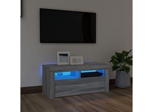 8720287193449 - Bonnevie - TV-SchrankTV-Möbel mit LED-Leuchten Grau Sonoma 90x35x40 cm vidaXL