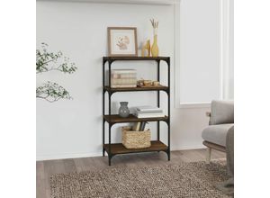 8720287197133 - Bonnevie - BücherregalStandregal Braun Eichen-Optik 60x33x100 cm Holzwerkstoff Stahl vidaXL