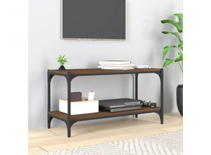 8720287197188 - Bonnevie - TV-SchrankTV-Möbel Braun Eichen-Optik 80x33x41 cm Holzwerkstoff Stahl vidaXL