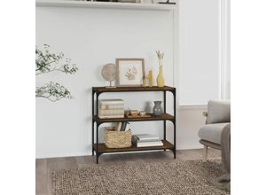 8720287197232 - Bonnevie - BücherregalStandregal Braun Eichen-Optik 80x33x705cm Holzwerkstoff Stahl vidaXL