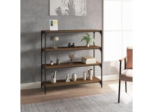 8720287197430 - Bonnevie - BücherregalStandregal Braun Eichen-Optik 100x33x100cm Holzwerkstoff Stahl vidaXL