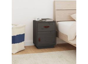 8720287203940 - Bonnevie - NachttischBeistelltisch Grau 40x34x55 cm Massivholz Kiefer vidaXL