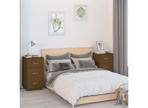 8720287204275 - Bonnevie - 2er-Set NachttischeBeistelltische Honigbraun 40x40x75 cm Massivholz Kiefer vidaXL