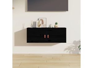 8720287204688 - Bonnevie - Wandschrank Badschrank Schwarz 80x30x30 cm Massivholz Kiefer vidaXL