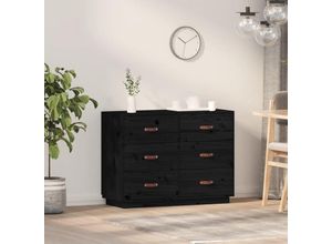 8720287205395 - Bonnevie - SideboardKommode Schwarz 100x40x75 cm Massivholz Kiefer vidaXL