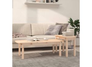 8720287208594 - Bonnevie - 2-tlg Couchtische Kaffeetisch Massivholz Kiefer vidaXL