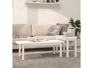 8720287208600 - Bonnevie - 2-tlg Couchtische Kaffeetisch Weiß Massivholz Kiefer vidaXL