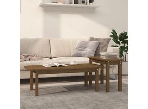 8720287208624 - Bonnevie - 2-tlg Couchtische Kaffeetisch Honigbraun Massivholz Kiefer vidaXL