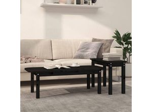 8720287208631 - Bonnevie - 2-tlg Couchtische Kaffeetisch Schwarz Massivholz Kiefer vidaXL