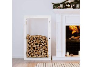 8720287209102 - Bonnevie - KaminholzregalBrennholzrega Weiß 60x25x100 cm Massivholz Kiefer vidaXL