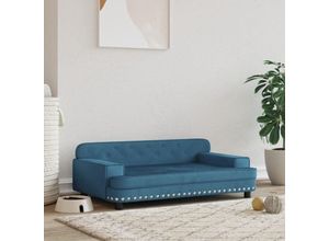 8720287218517 - Hundebett Blau 90x53x30 cm Samt vidaXL578460