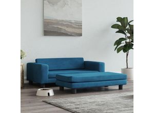 8720287220022 - Bonnevie - Hundebett mit Verlängerung Blau 100x50x30 cm Samt vidaXL992306