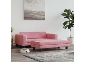 8720287220053 - Bonnevie - Hundebett mit Verlängerung Rosa 100x50x30 cm Samt vidaXL26061