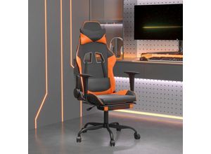 8720287228684 - Bonnevie - Gaming-Stuhl mit Fußstütze Schwarz und Orange Kunstleder vidaXL699106