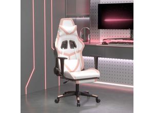 8720287228936 - Bonnevie - Gaming-Stuhl mit Fußstütze Weiß und Rosa Kunstleder vidaXL926245