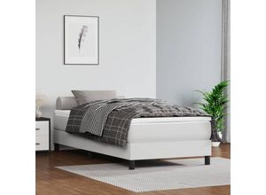 8720287233442 - Boxspringbett，Schlafzimmerbett Weiß 100x200 cm Kunstleder vidaXL