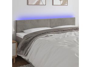 8720287280422 - Bonnevie - led KopfteilBetthaupt Hellgrau 200x5x78 88 cm Samt vidaXL