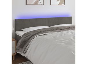 8720287280439 - Bonnevie - led KopfteilBetthaupt Dunkelgrau 200x5x78 88 cm Samt vidaXL