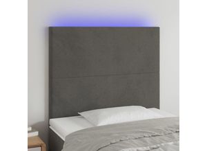 8720287288312 - Bonnevie - led KopfteilBetthaupt Dunkelgrau 100x5x118 128 cm Samt vidaXL